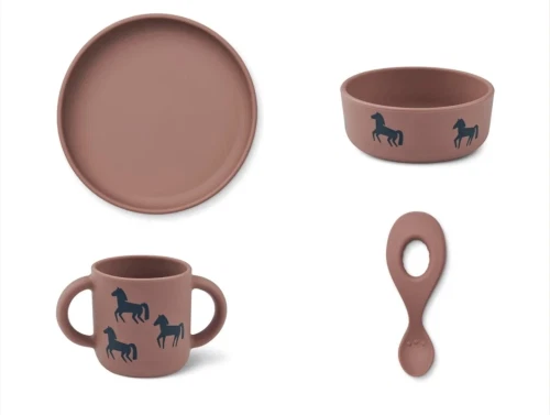 Liewood horse dark rosetta spisesæt Vivi silikone (4-pack)